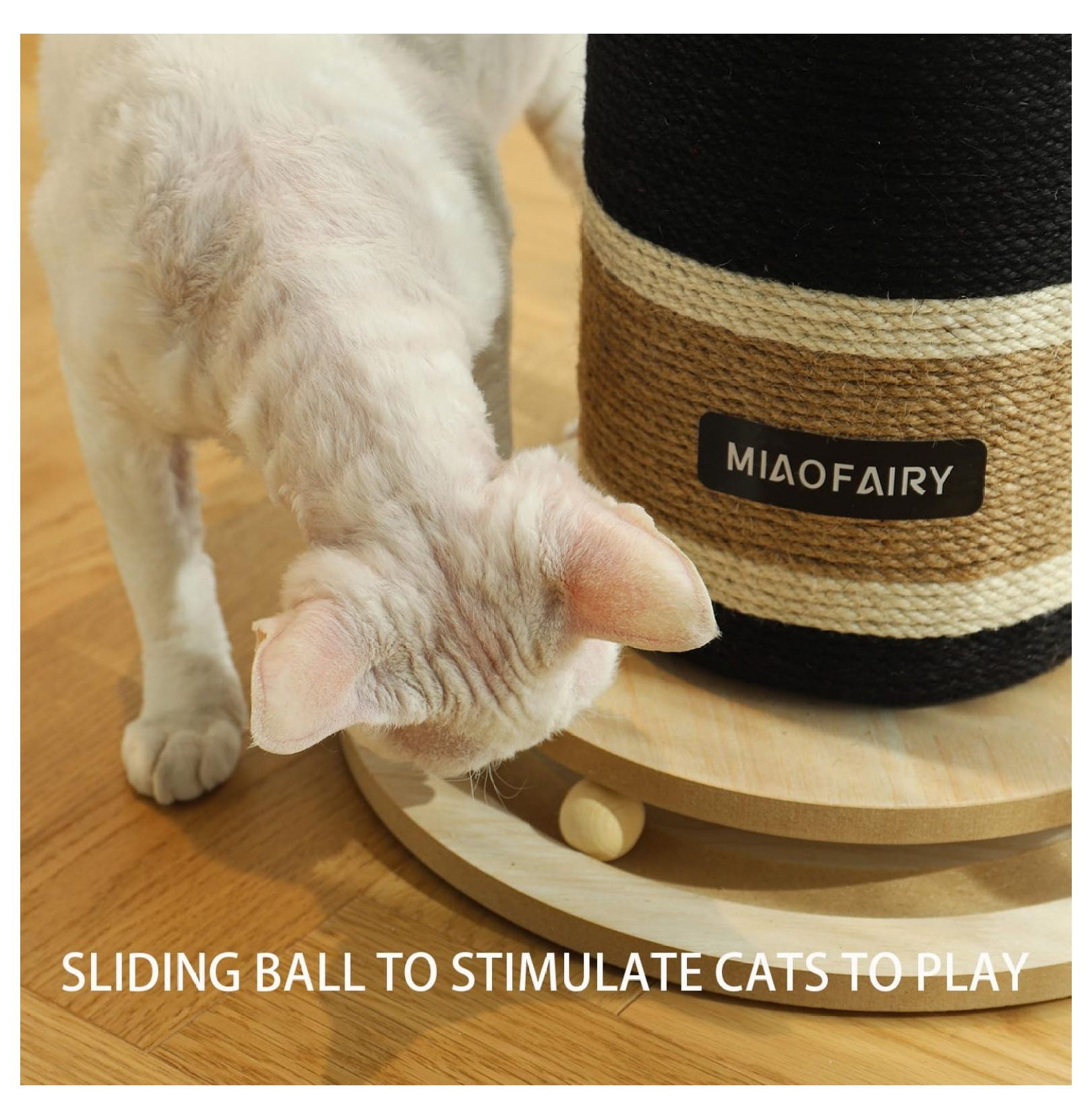 Cat Scratching Post, Premium Cat Scratching Board, Sisal Fiber Cat Scratcher-24.8 Inches with Hanging Ball, Red Wine Bottle Simple Design-Suitable Indoor Small and Medium Cats (24.8 in, Wooden Base)