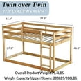 thumbnail image 2 of Mirightone Wooden Twin over Twin Floor Bunk Bed with Ladder, Low Bunk Bed Floor Twin over Twin, Upper Bed with Slats, Natural, 2 of 8