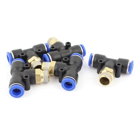 5 Pcs Air Pneumatic 1/4BSP Thread 8mm One Touch Push In T Joint Quick Fittings