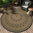 thumbnail image 3 of SIXHOME Outdoor Rugs 8'x8' Round Indoor Outdoor Rugs Waterproof Reversible Patio Rug Plastic Straw Lightweight Outdoor Carpet for RV Camping Deck Balcony Graden Beach Boho Porch Decor Brown, 3 of 6