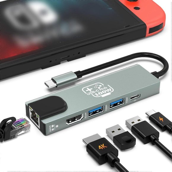 2025 Latest Model USB C Hub, Ethernet Adapter HDMI Docking Station for Nintendo