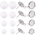 thumbnail image 2 of 40 Sets Cabochon Ear Studs Setting Stainless Steel Stud Earring (Tray 8 10 12 14mm) with Transparent Glass Cabochons Stud Earring Sets with Loop for DIY Earrings Making, 2 of 7