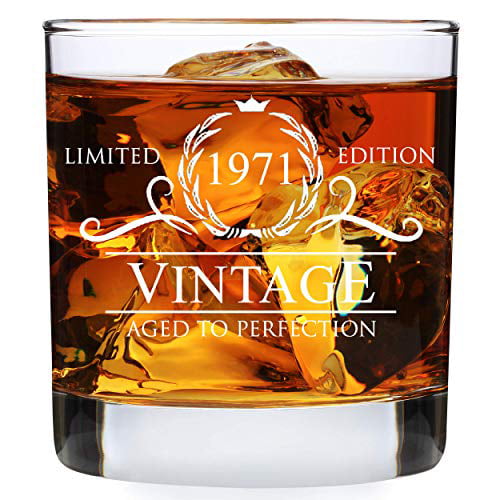 Vintage 1971 Birthday Traditional Whisky Glass