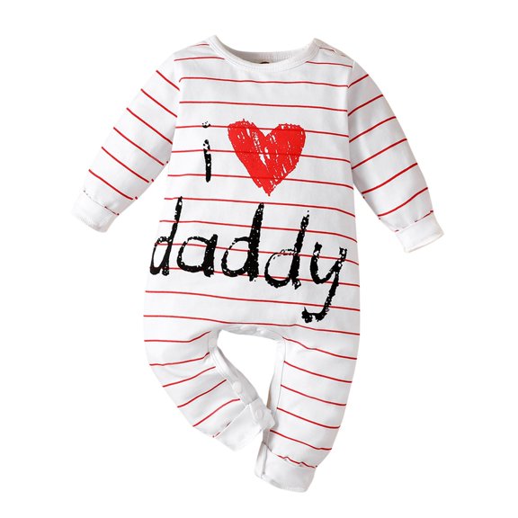 Mercatoo Newborn Baby Girl Boy Outfit I LOVE DADDY Letter Print On𝐞sie Long Sleeve Romper Sweatshirt Cute Fall Bodysuit