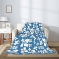 thumbnail image 2 of Throw Blanket for Couch Sofa and Bed, Blue White Flower Super Soft Plush Throw Blanket, Fuzzy Cuteness Comfy Warm Washable Flannel Blanket & Throws for All Season 80"x60", 2 of 5