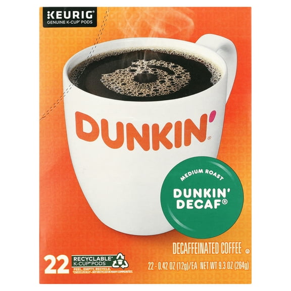 K-Cup Pods - Dunkin' Decaf (22/Box)