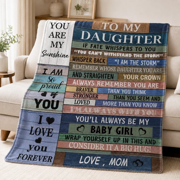 Daughter Gift Fleece Blanket, 280 GSM Printed Throw Blanket for Couch or Travel