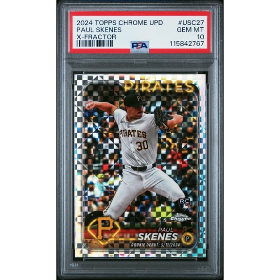 Graded 2024 Topps Chrome Update Paul Skenes #USC27 XFractor Rookie RC Baseball Card PSA 10 Gem Mint