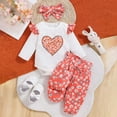 thumbnail image 2 of Ulanda Girl Clothes Rib Knit Romper Daisy Print Pants Headband Baby Clothes for Girls 0 3 6 12 18 24 Months (White, 3-6 Months), 2 of 8