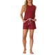 thumbnail image 2 of INSPIRAR CHIC Conjuntos de Pijamas de Mujer de Tejido Waffle Sin Mangas con Cuello en V, Top de Tanque con Pantalones Cortos, Conjuntos de Lounge 2XL Rojo, 2 of 6