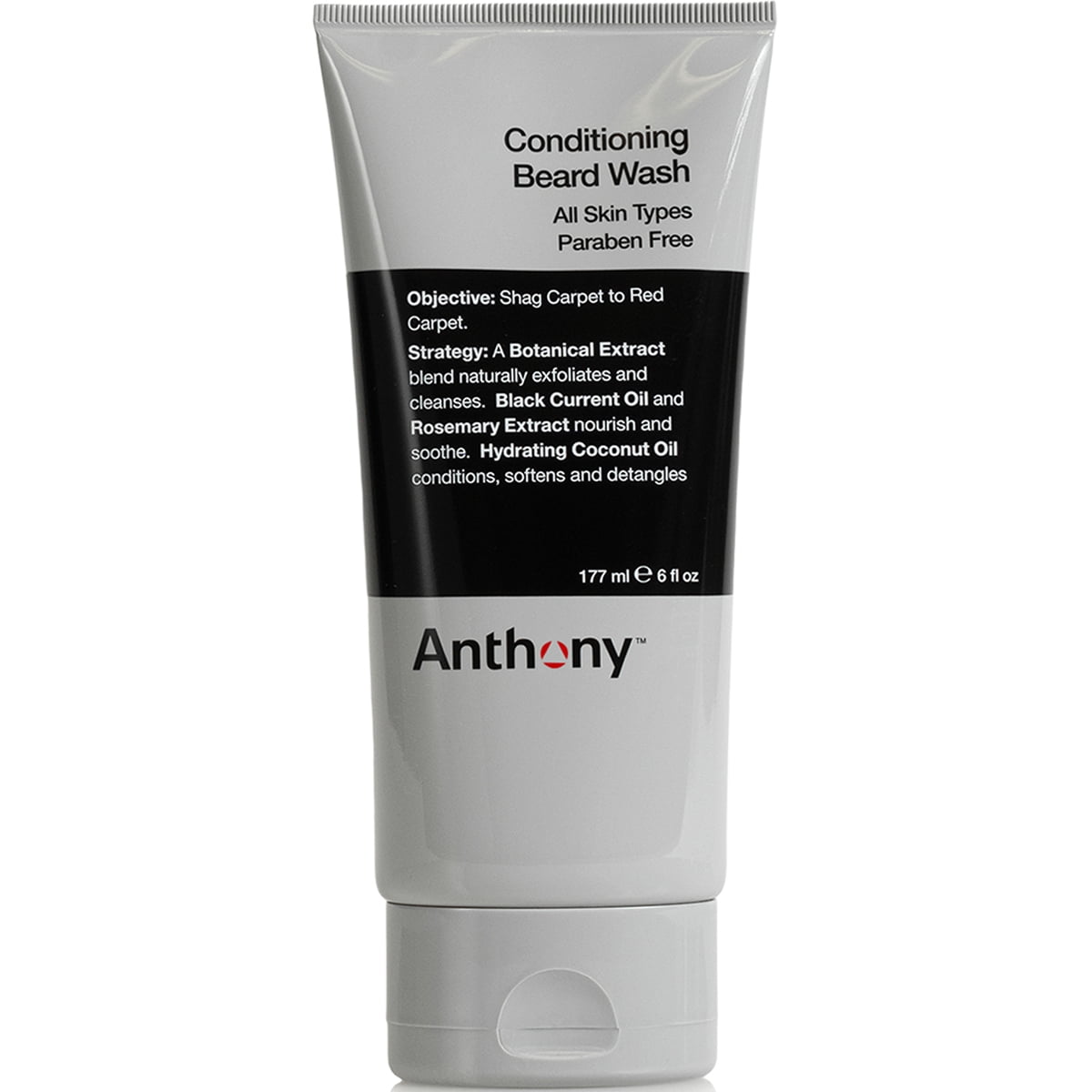 Anthony Conditioning Beard Wash, 6 Fl Oz, Contains Botanical and Rosemary Extracts, Black Currant and Coconut Oils, Cleanses, Hydrates, Softens, and Detangles Beard Hair
