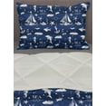 thumbnail image 3 of Navy Blue Comforter & Sham Bedding Set, Sailboat Vertical Stripe Pattern Anchor Fishes Gulls Paint Effect Nautical Theme, 3 pcs Duvet Set Microfiber Filling Quilt, 5 Sizes, Blue White, by Ambesonne, 3 of 4
