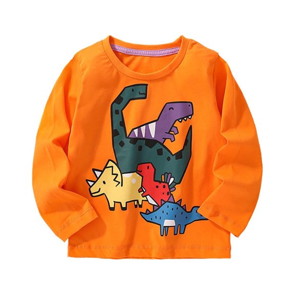 FYDUU Boys Long Sleeve T-Shirt Casual Autumn Winter Crewneck Basic Base Shirt Cute Tshirts Handsome T Shirts Children's Top Hallowmas Vintage 6-7 Years