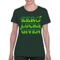 thumbnail image 2 of Zero Lucks Given Funny St. Patricks Day Shamrock Design Women's T-shirt, 2 of 3