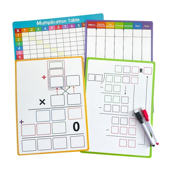 Siruishop 4Pcs Times Table Lapboard Dry Erase Division Multiplication Chart Whiteboard