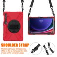thumbnail image 2 of Shockproof Case for Samsung Galaxy Tab S10+/ S9+/ S9 FE+ Plus 12.4 Inch, 360 Rotating Stand Heavy Duty Protective Shoulder Strap with S Pen Holder Cover for Galaxy Tab S10+/S9+/S9 FE+, Red, 2 of 20