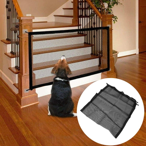 Yajisi Foldable Pet Mesh Gate – 7.09"×9.06" Black Safety Barrier for Cats & Dogs, Easy Install, No‑Drill, Durable & Space‑Saving