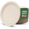 thumbnail image 1 of WWS-Paper Plates 9 Inches, 100 Pack Disposable Plates for Party, Water & Oil Proof Paper Plates, Microwavable Paper Plates Bulk - Brown, 1 of 4