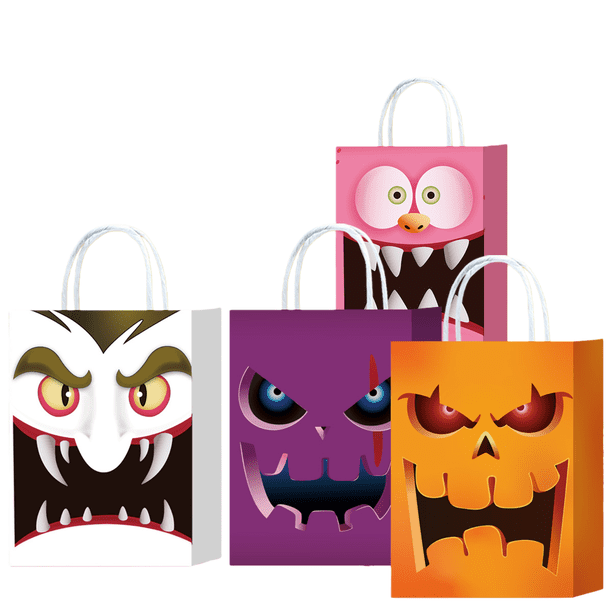 Bolsa de regalo de Halloween de papel kraft blanco, paquete de 10