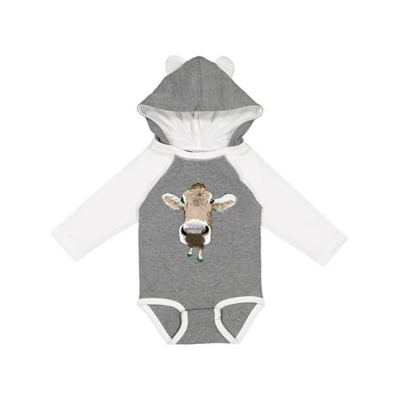 

Inktastic Funny Cow Close Up Gift Baby Boy or Baby Girl Long Sleeve Bodysuit