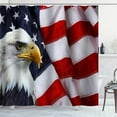 thumbnail image 2 of American Flag Shower Curtain, Bald Eagle Hawk Bird Red White Stars and Stripes Fourth of July Independence Day Patriotic Bathroom Decor, Waterproof Fabric Shower Curtain, 72 X 72 Inch, 2 of 5