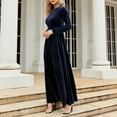 thumbnail image 2 of Women's Elegant Velvet Long Dress Casual Comfortable Round Neck Long Sleeve High End Solid Color Fashion Dress for Spring Autumn Winter, 2 of 2