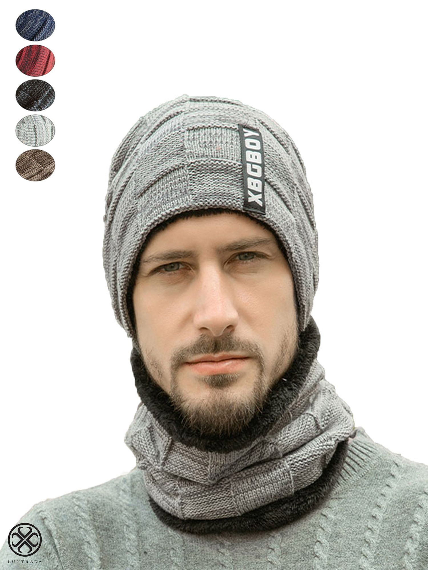 Mens Knitted Hat Thinsulate Warm Winter Wooly Outdoor Chunky Thermal Beanie Ski 