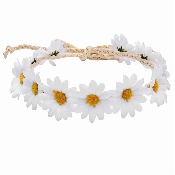 Boho Daisy Flower Crown for Women Sunflower Headband Wedding Hair Garland