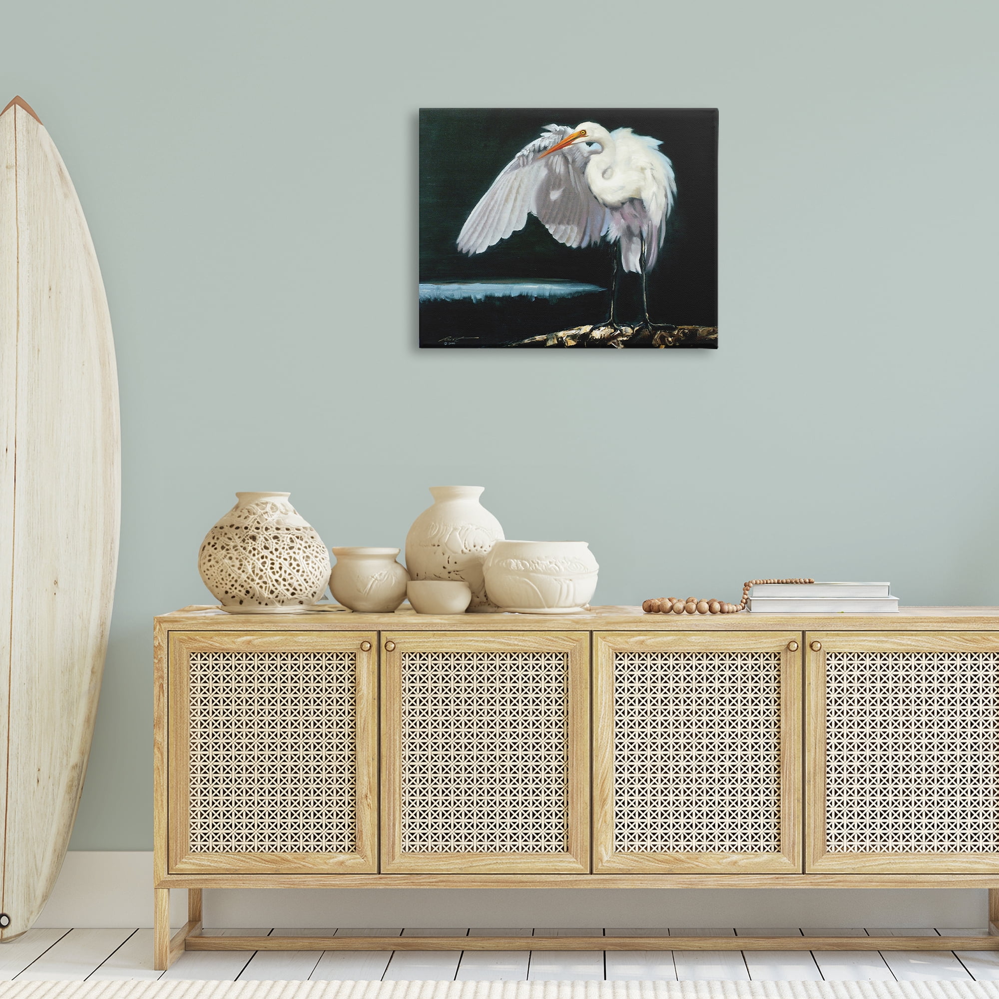 Stupell Industries Stoic Heron Standing Animals & Insects Painting Gallery Wrapped Canvas Art Print Wall Art, 30 x 24