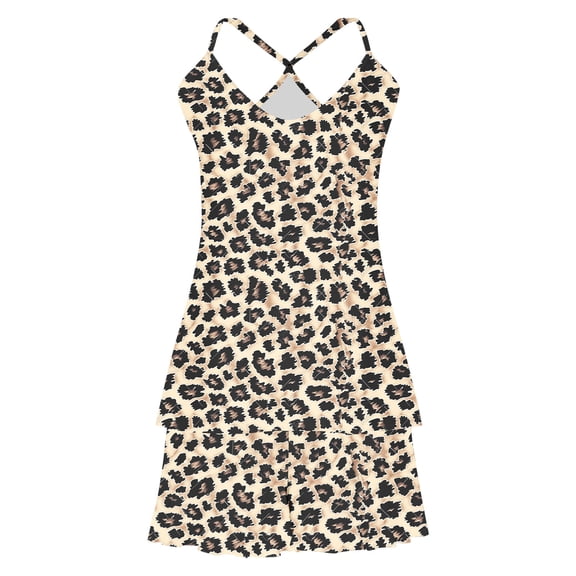 WRKEKC Womens Flannel Pajamas Sets Leopard Print Adjustable Cami Ruffle Trim Sleepwear Set for Women Home Loungewear Trendy Choice