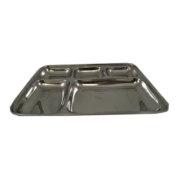 5 Compartment Stainless Steel Sectional Food Serving Tray 10" x 13