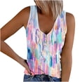 thumbnail image 2 of HOMBOM Purple Tank Tops Sleeveless V-neck Button T-shirt Fashion Print Womens Tops Clearance XL, 2 of 4