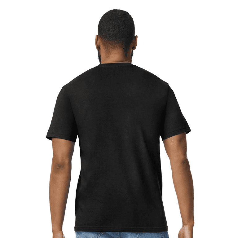 Gildan Men Softstyle T-Shirt - Black, Lightweight Short Sleeve Tee