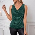 thumbnail image 4 of Women'S Sequin Tank Top Sparkly Sleeveless Dressy Party Shirts Holiday Scoop Neck Shimmer Tops Going Out Outfits,Summer Sleeveless Tanks Tops Blouses,Club Draped Cocktail Camisole Vest Blouse Green S, 4 of 7