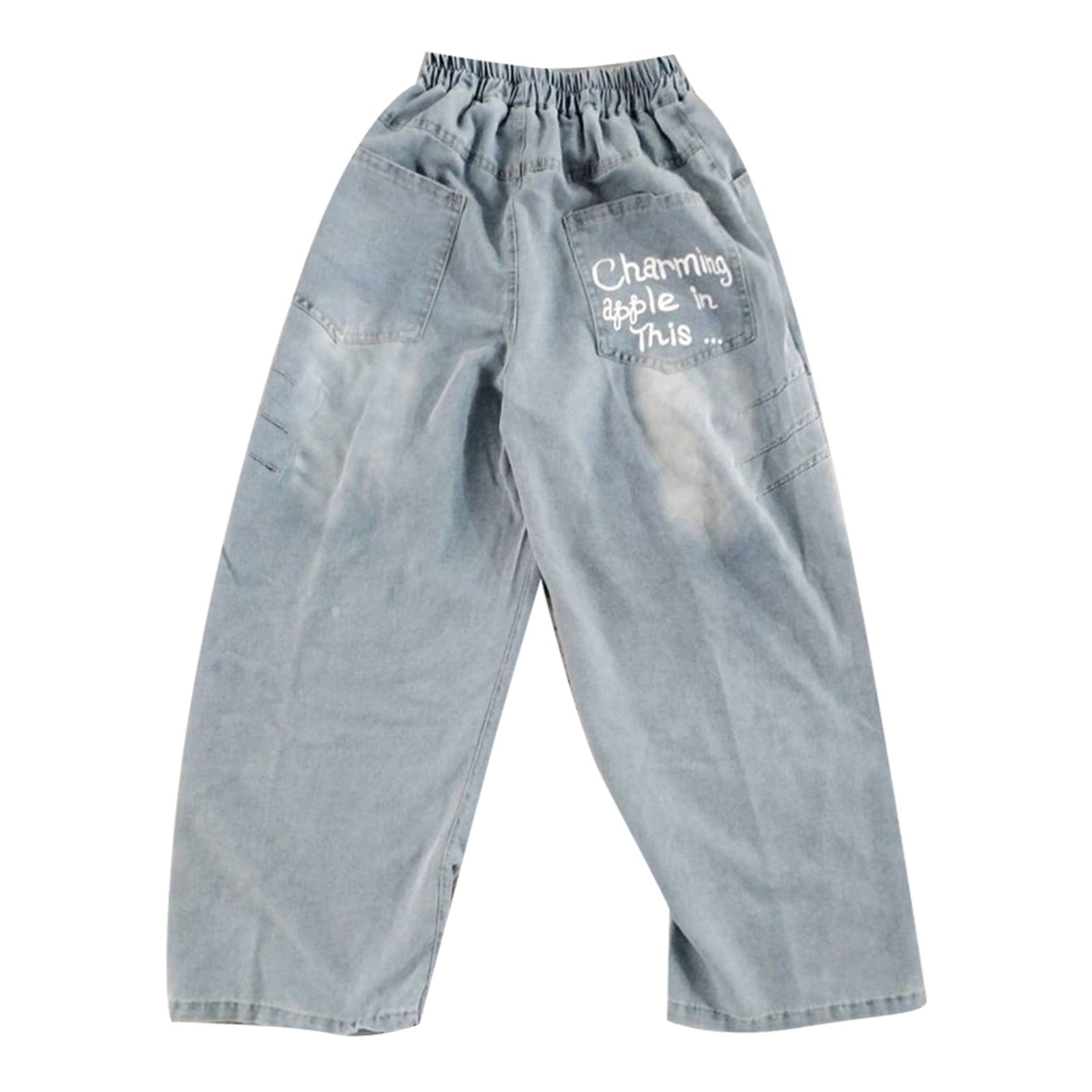 ZHOUCHANKIDS 2025 Boys Hop Jeans Retro Wide Leg Loose Straight