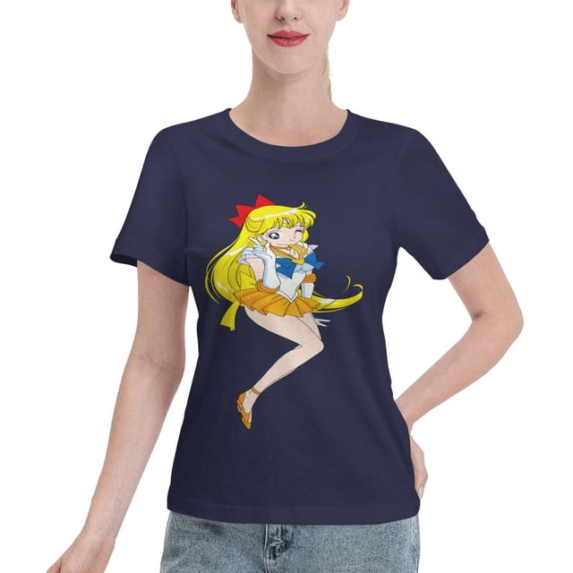 T-Shirt Basique à Manches Courtes pour Femmes Sailor Moon Aino Minako