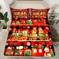 thumbnail image 2 of Manfei Cartoon Train Bed Sheets,Kawaii Gingerbread Man King Sheets,Red Black Grid Sheet Set For Gitls Teens,Microfiber Bedroom Decor,4-Piece, 2 of 7