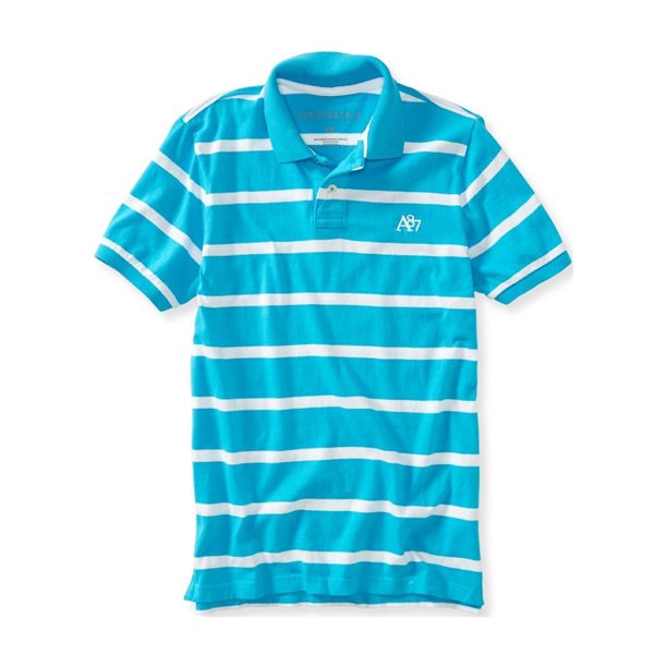 Aeropostale - Polo de rugby a rayas A87 para hombre, azul, extragrande Aeropostale polo, rugbi