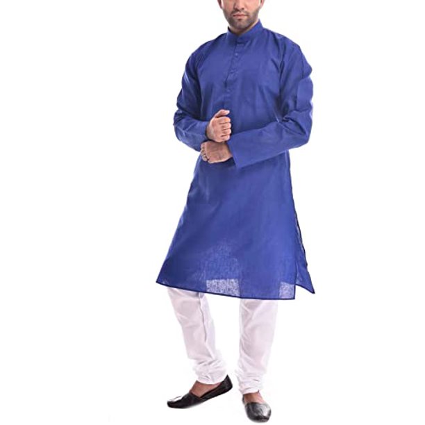 Royal Kurta Mens Khadi Linen Kurta Pyjama Set (42, Royal Blue