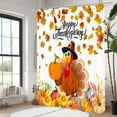 thumbnail image 3 of Fall Shower Curtain, Thanksgiving Shower Curtain, Fall Pumpkins Maple Shower Curtain Set, Autumn Sunflower and Turkey Shower Curtain for Bathroom, Holiday Bathtub Decorations with Hooks,70X70in, 3 of 3