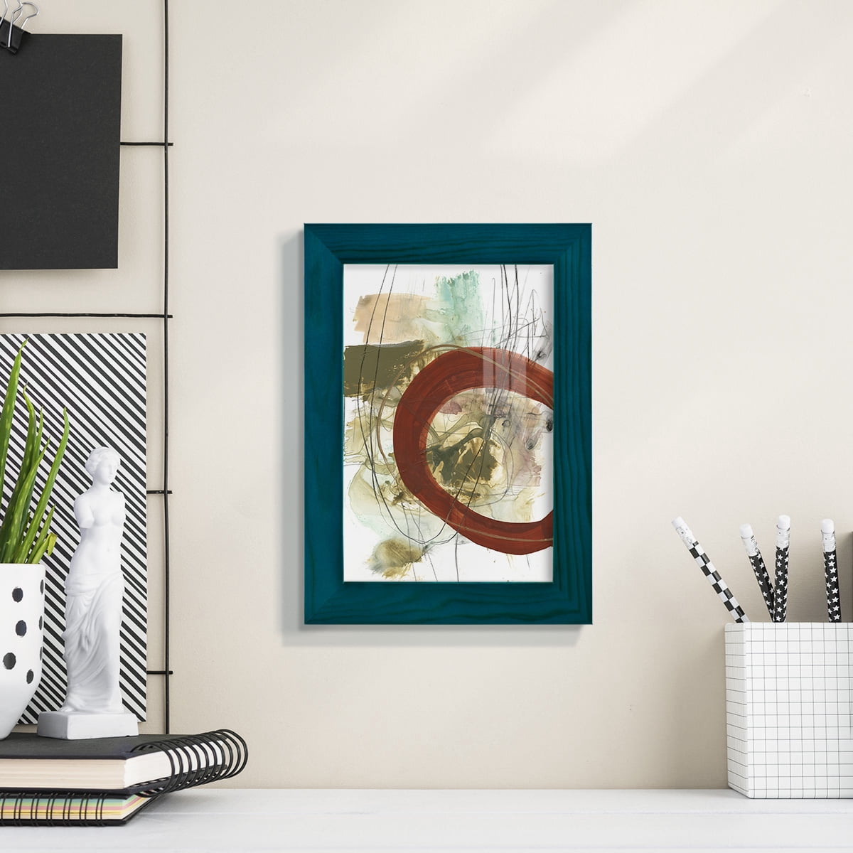 Rusted Loops II - Framed Print w/glass - Ocean Blue