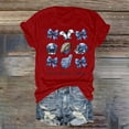 thumbnail image 2 of TSADFHJI Hauts d'Été pour Femmes T-Shirt Décontracté Imprimé Rugby Col Rond / Coupe Ample Manches Courtes m Rouge, 2 of 3