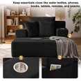 thumbnail image 4 of PUKNLY 60" Oversized Chaise Lounge Chair, 70" Boneless Corduroy Cloud Couch with 4 Pockets, 3 Pillows & 2 Cup Holders, Deep Seat Sleeper Sofa Bed for Living Room Bedroom Apartment, No Assembly,Black, 4 of 9