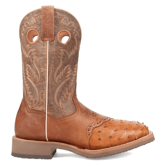 Dan Post Men's Exotic Full Quill Ostrich Western Boot Broad Square Toe Tan 9 D(M) US