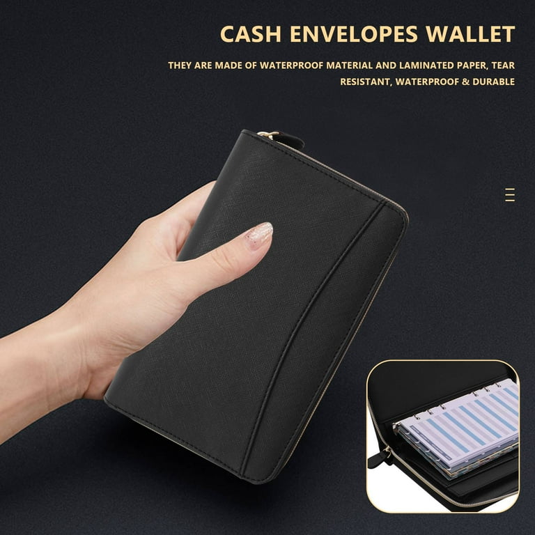  All-in-One Leather Cash Envelopes Wallet with 12 Cash