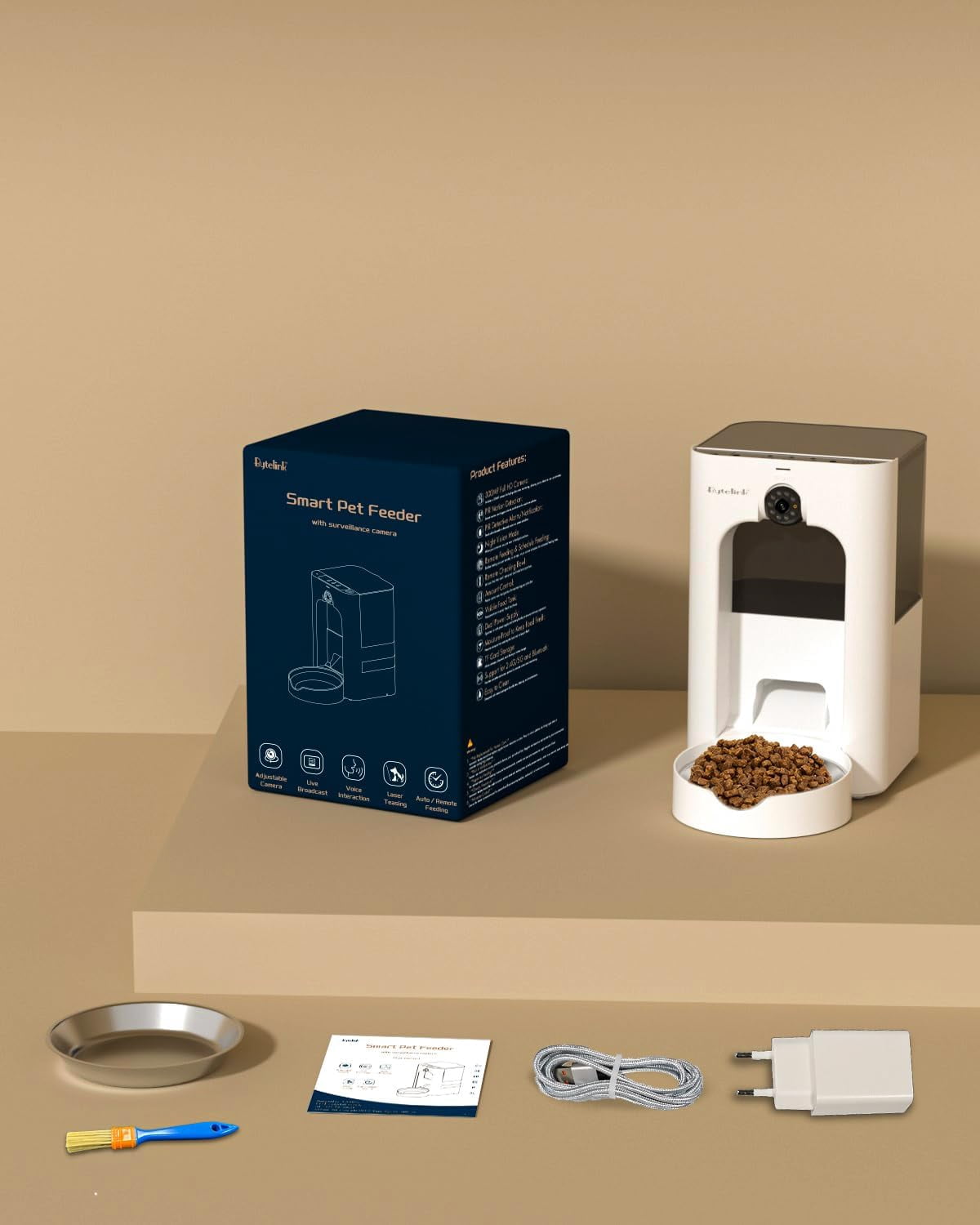 4L Automatic Cat Dog Feeder with 200W HD Camera, Interactive Laser Toy, App Control, Timed Feeding & Voice Recording