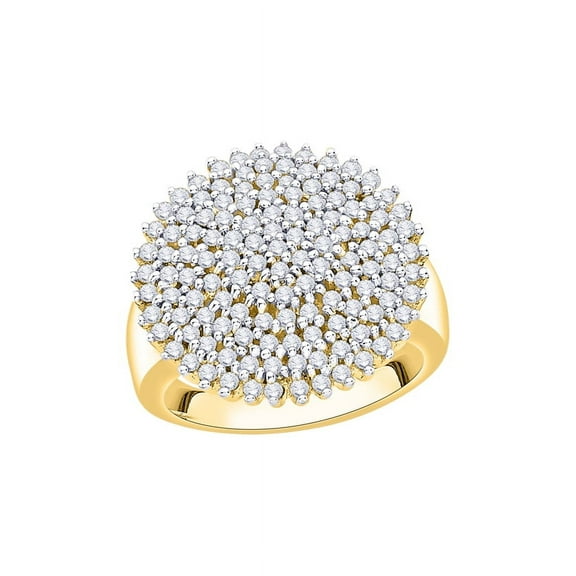 Diamond Cluster Ring in 10K Yellow Gold (1 1/4 cttw) (I-Color, SI3/I1-Clarity) (Size-9)