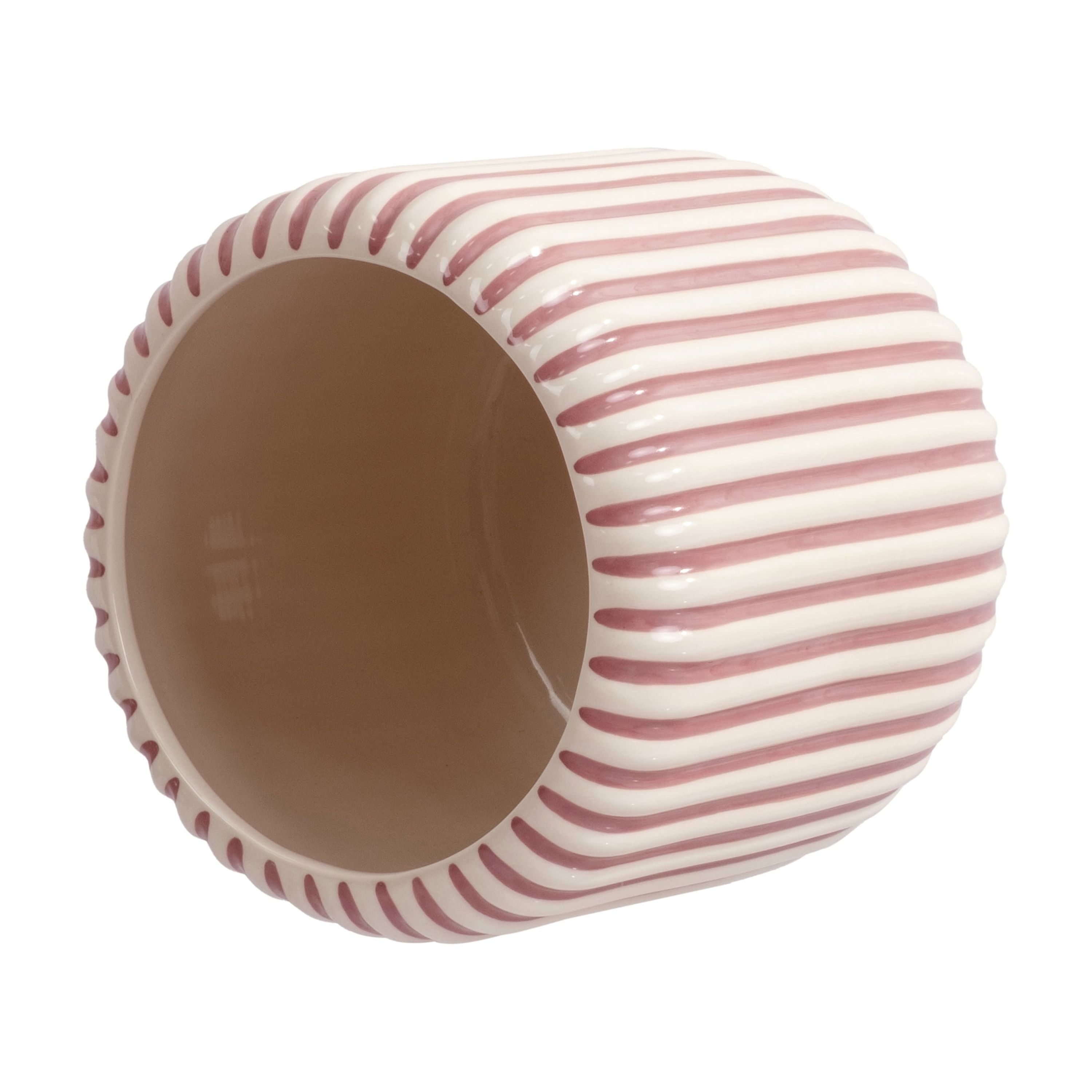 Beautiful by Drew Barrymore Rose Pink Striped Planter, 8 Inch photo 2