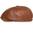 thumbnail image 5 of CoCopeaunts Newsboy Hats for Men Spring Autumn PU Leather Hat Female Artist Painter Beret Hat Lady Solid Octagonal Newsboy Cap, 5 of 7