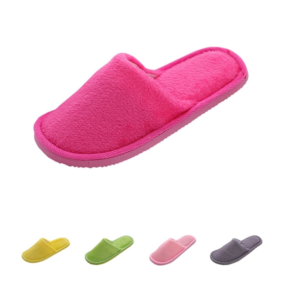 Domzle Guest Slippers Non Slip Hotel Slippers For Soft Plush Winter Warm Bedroom House Slippers For Indoor Travel Hot Pink 41